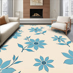 Soft Blue Floral Garden Delight Rug