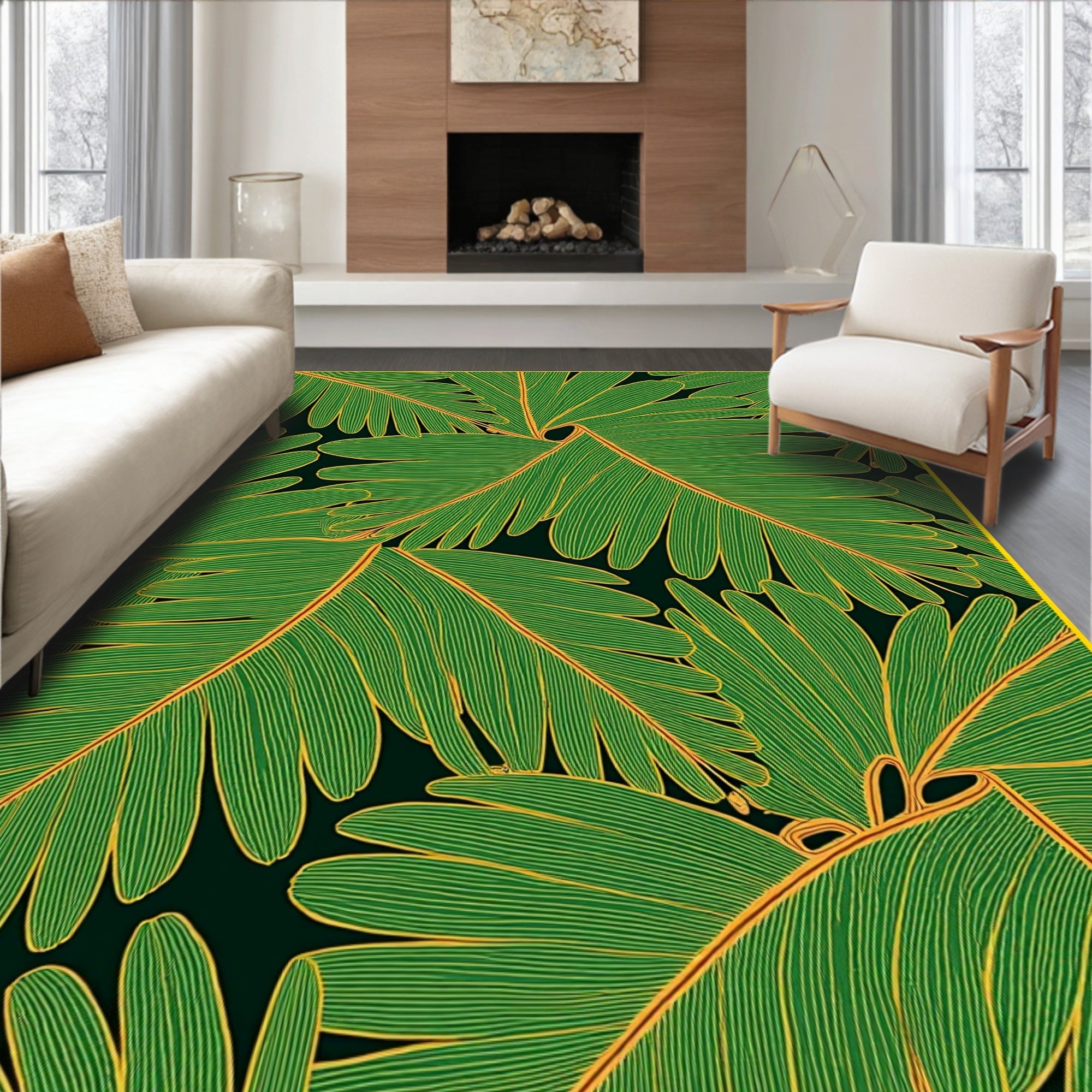 Verdant Green Leafy Display Rug