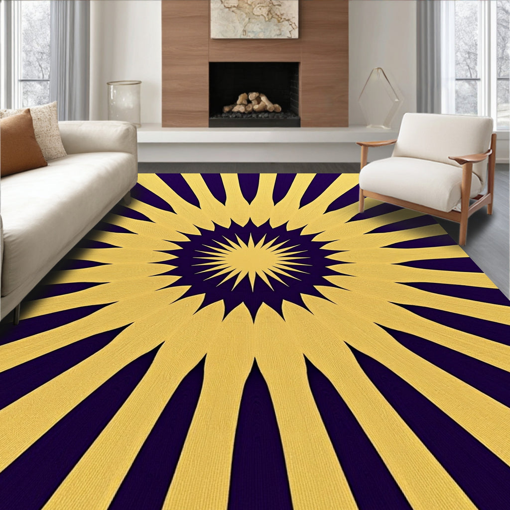Radiant Sunburst Yellow Purple Rug