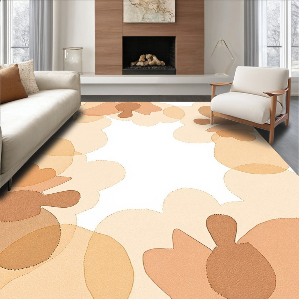Soft Tan Floral Cloud Rug