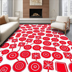 Bold Red Circular Medallion Array Rug
