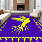 Vibrant Yellow Bird Purple Border Rug