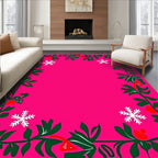 Magenta Floral Vine Snowflake Rug