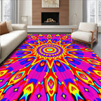 Vibrant Psychedelic Sunburst Medallion Rug