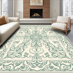 Classic Teal Scrollwork Medallion Rug