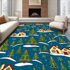 Cozy Village Christmas Tree Snowfall Rug