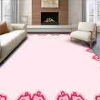 Ornate Pink Scrollwork Border Rug