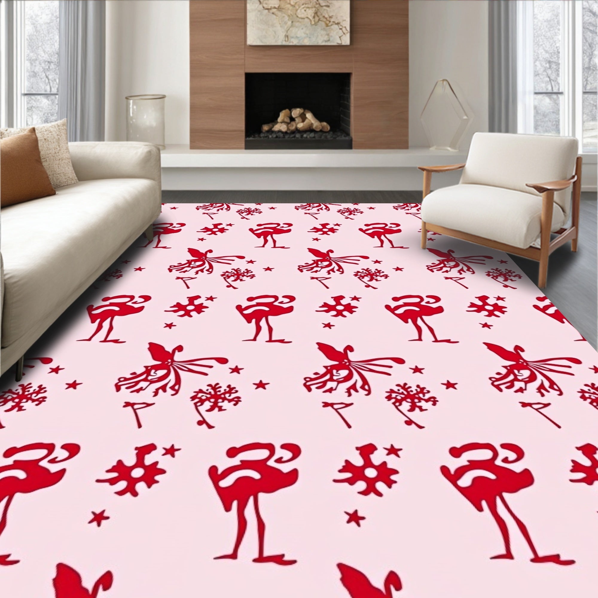 Crimson Flamingo Starburst Medallion Rug
