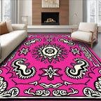 Bright Pink Floral Mandala medallion Rug