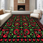 Whimsical Red Green Creature Symmetry Rug