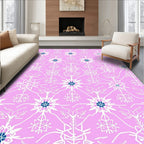 Pink White Floral Snowflake Bloom Rug