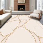Cream And Gold Veined Abstract Rug
