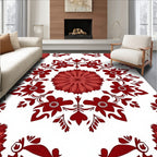 Crimson Floral Medallion Repeat Rug