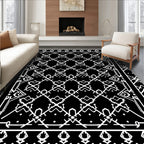 Black White Geometric Art Deco Rug