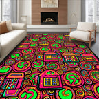 Vibrant Pink Yellow Village Swirls Rug