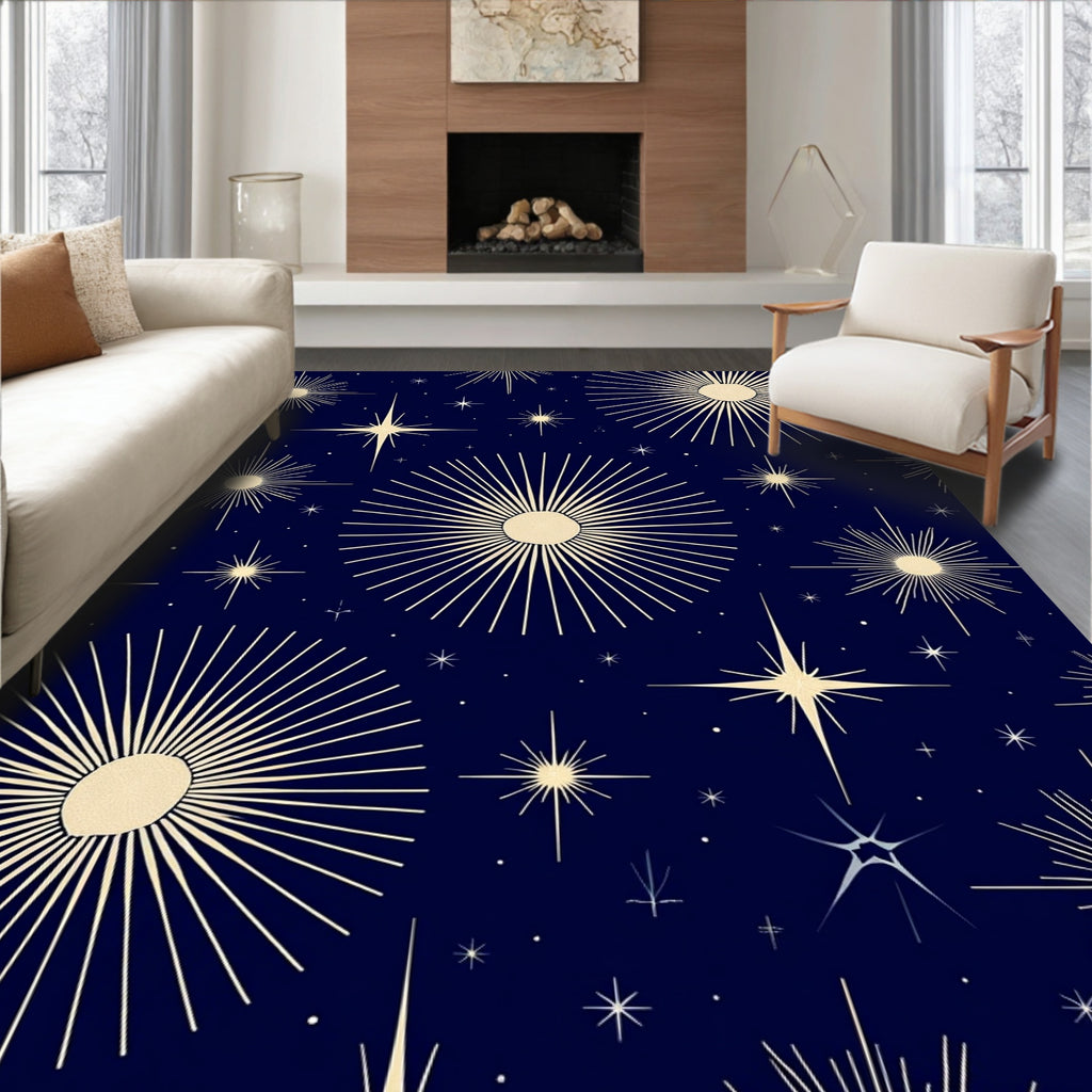 Celestial Sunburst Starry Night Rug