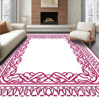 Crimson Ornate Vine Border Rug