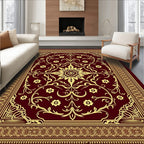Crimson Golden Floral Vines Rug