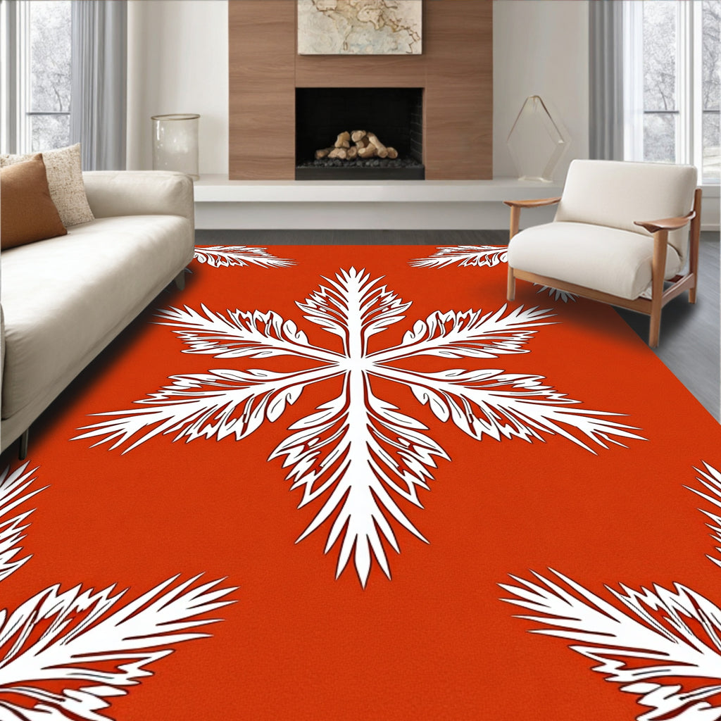 White Fern Blossom Coral Rug