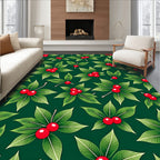 Emerald Green Red Berry Foliage Rug