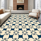 Ivory Navy Geometric Labyrinth Rug