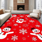Jolly Snowmen Red Snowflake Carnival Rug