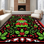 Festive Frog Holly Red Border Rug