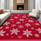 Red White Snowflake Scatter Rug