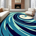 Deep Blue Swirling Ocean Wave Rug