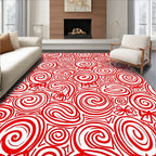 Bold Red Swirl Candy Ribbon Rug