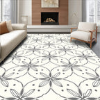 Neutral Gray Floral Petal Overlay Rug