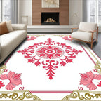 Crimson Lotus Floral Centerpiece Rug