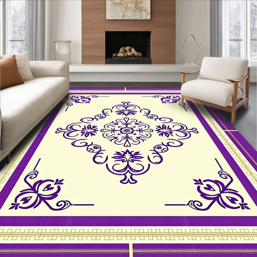 Royal Purple Damask Medallion Rug