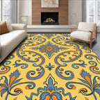 Ornate Blue and Orange Floral Medallion Rug