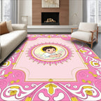 Pink Floral Medallion Child Portrait Rug