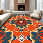 Bold Orange Geometric Floral Rug