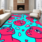 Cool Tones Abstract Faces Hearts Rug