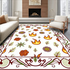 Whimsical Fire Floral Fern Border Rug