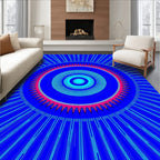 Vibrant Blue Radial Concentric Circles Rug