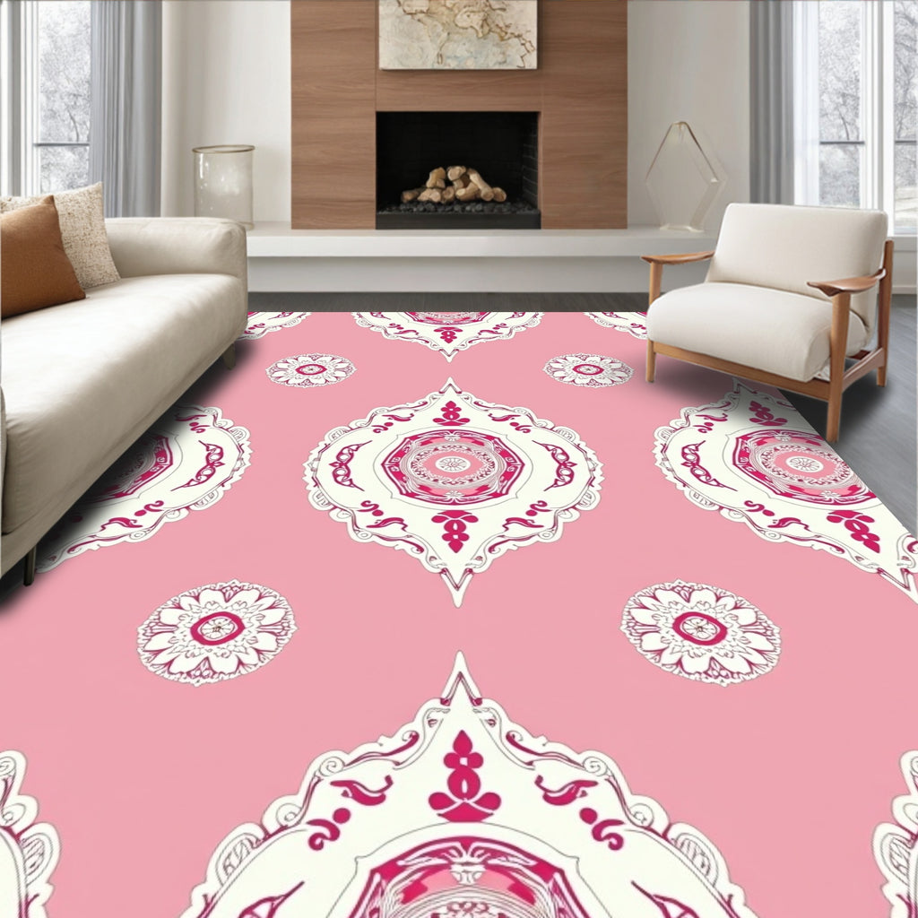 Pink and Cream Mandalas Rug