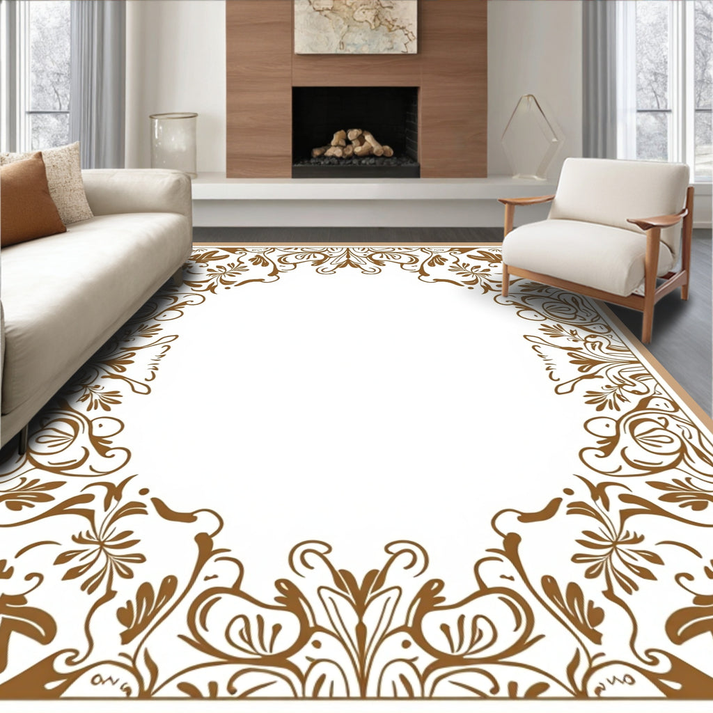 Vintage Sepia Floral Scrollwork Arrangement Rug