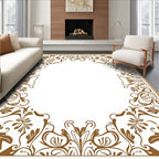 Vintage Sepia Floral Scrollwork Arrangement Rug