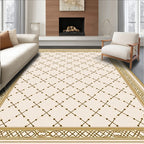 Cream Geometric Diamond Border Rug