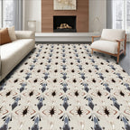 Neutral Earthy Diamond Floral Arrangement Rug