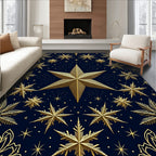 Golden Starflake Celestial Night Rug
