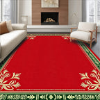 Crimson Emerald Floral Border Rug