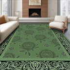 Lush Green Floral Border Rug