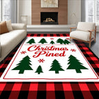 Red Black Buffalo Check Christmas Trees Rug