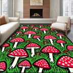 Red White Mushroom Forest Garden Rug