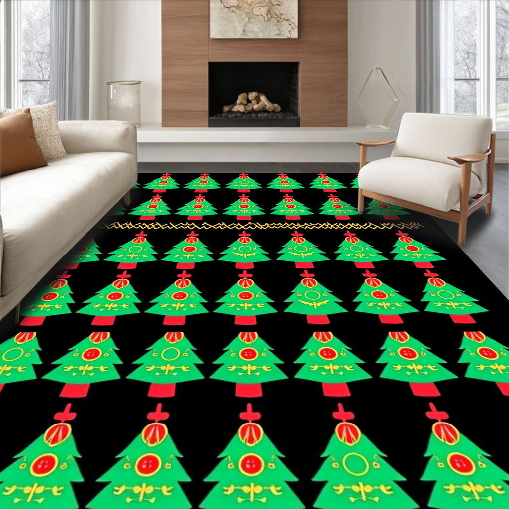 Christmas Tree Garland Gold Zigzag Rug